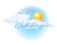 Mostly cloudy,
Light Showers