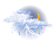 Mostly cloudy,
Rain, thunderstorm